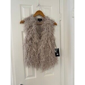 Rondina New York Fringe Shaggy Knit Vest Straw Size S NWT $395